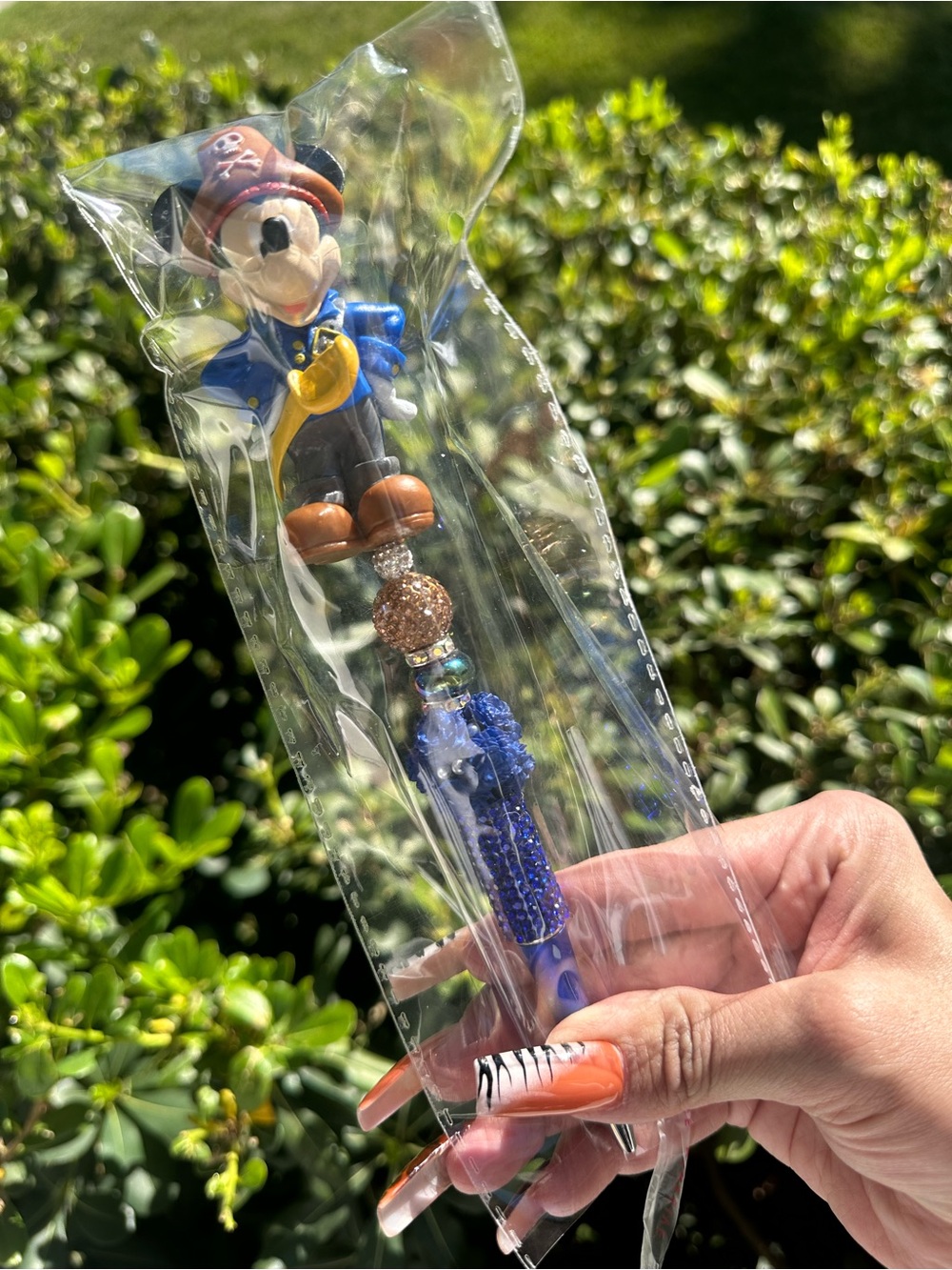 Mickey Mouse Pirate Beaded Pen - Blue & Brown